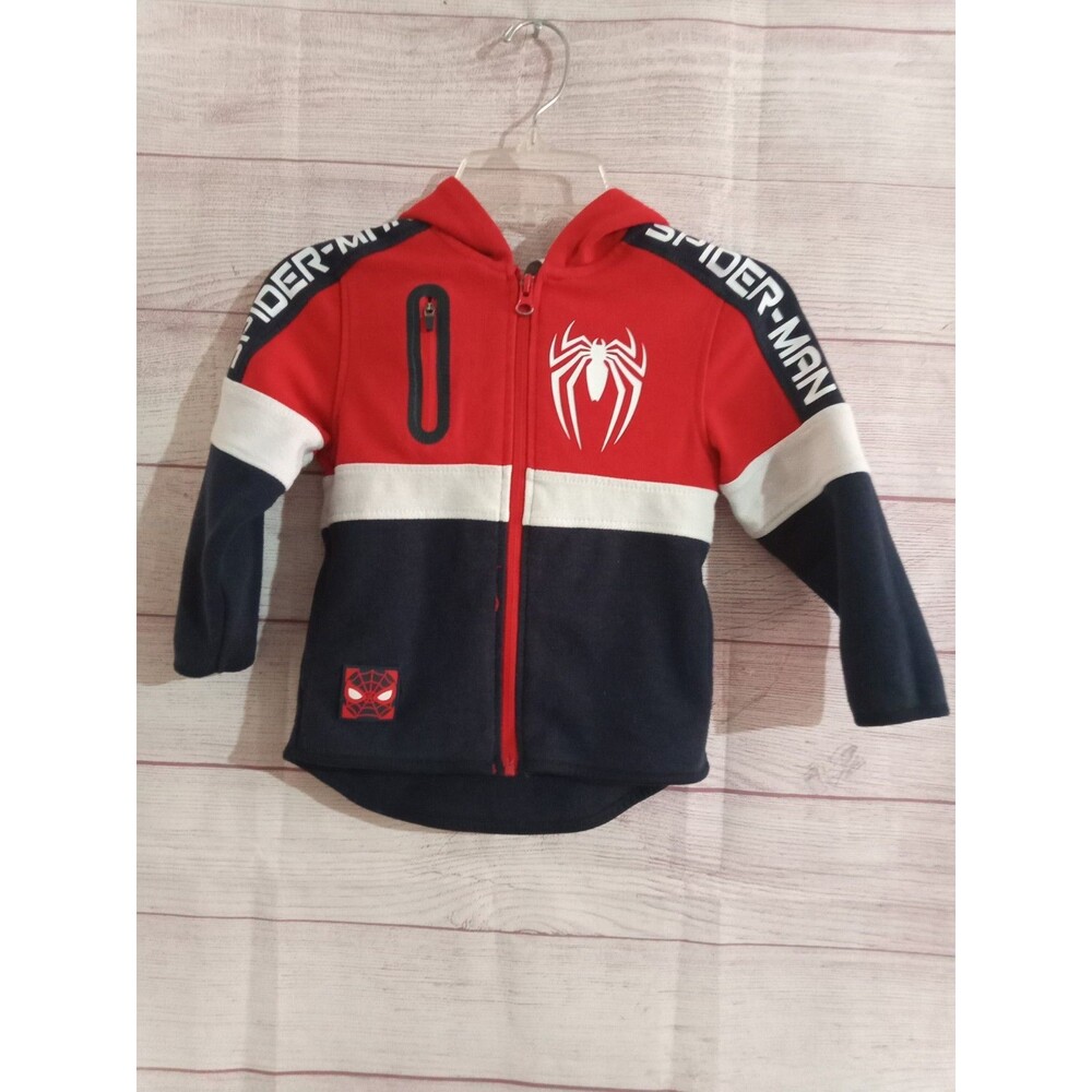 Spiderman Hoodie Marvel Comics Blue Red Long Sleeve Sweater Boys 3T Zip Up